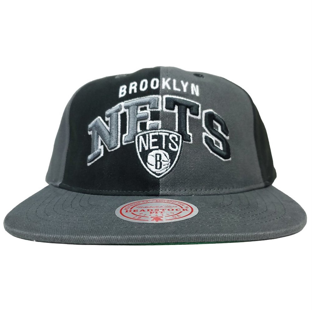 Brooklyn Nets Mitchell & Ness NBA Deadstock Snapback Hat 3D Logo Gray Black Cap